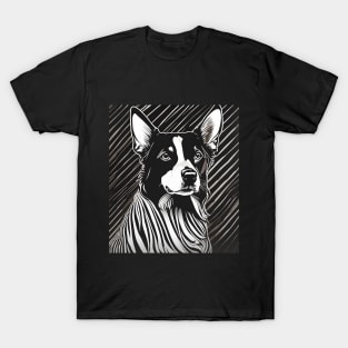 Bernese Dog Face Portrait-Black & White T-Shirt